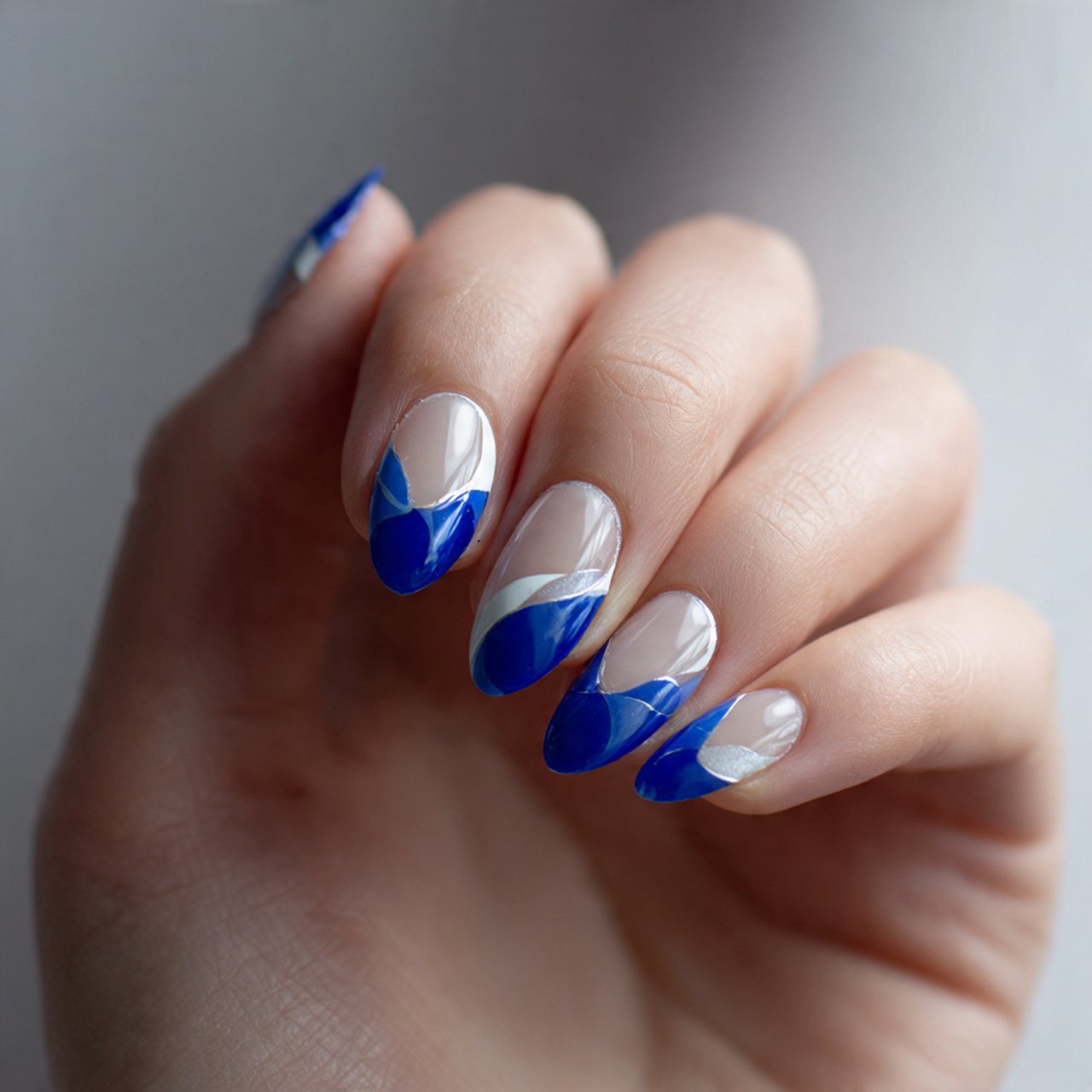 Blue and White Nails: 15 Elegant, Wearable Designs That Still Feel Fresh 7 cobalt and white negative space nails