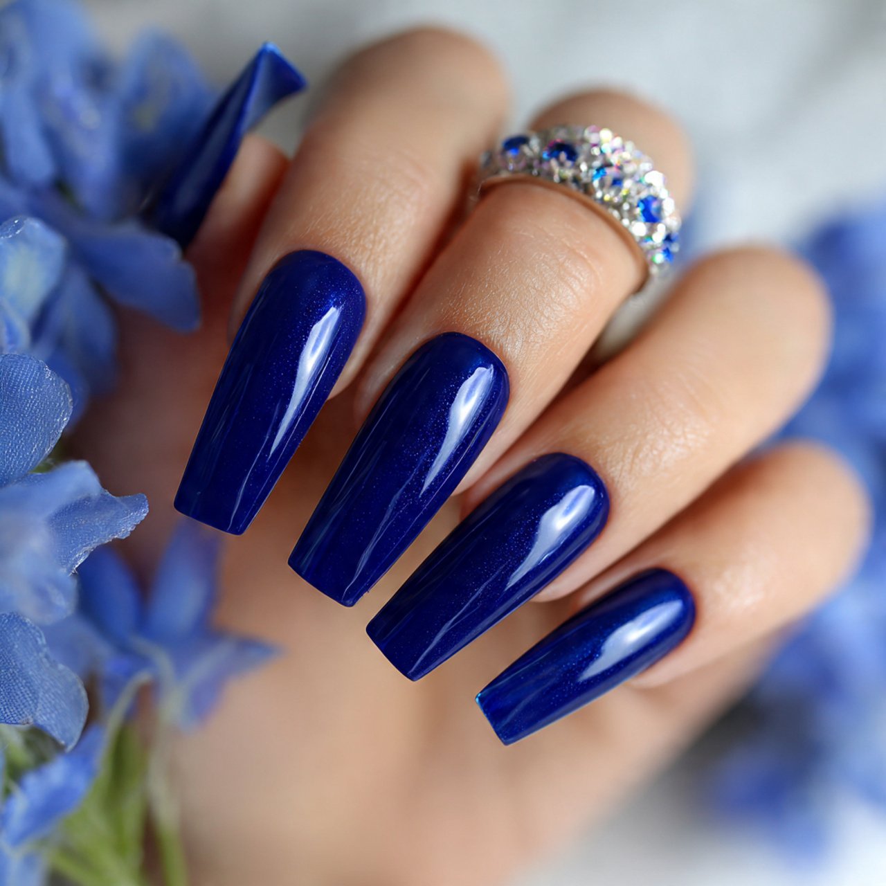 cobalt blue acrylic coffin nails