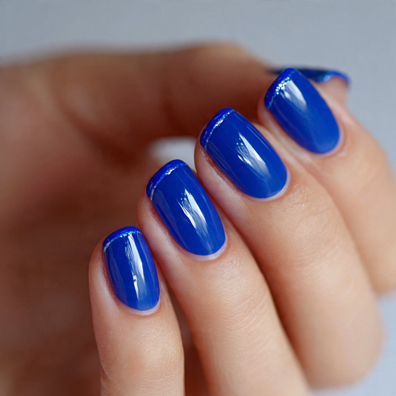 cobalt blue french nails 1
