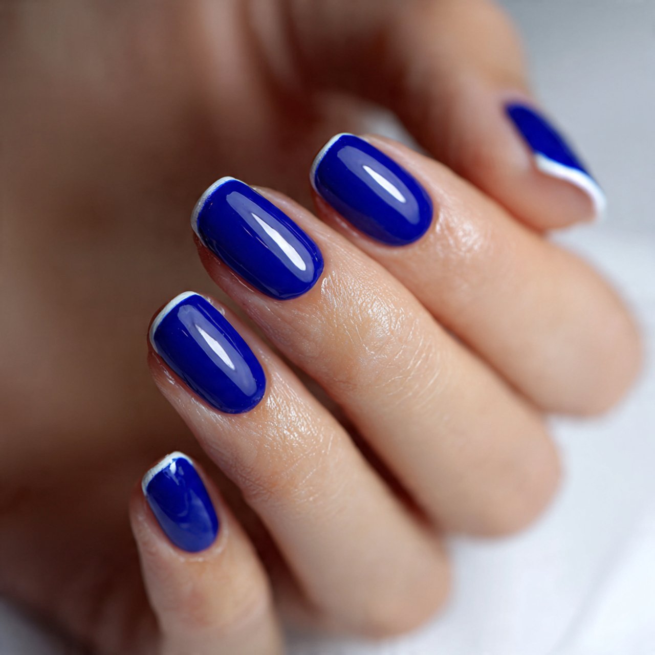 Blue French Tip Nails: 15 Salon-Worthy Ideas That Look Modern, Clean, and Wearable 2 cobalt blue french on short square nails