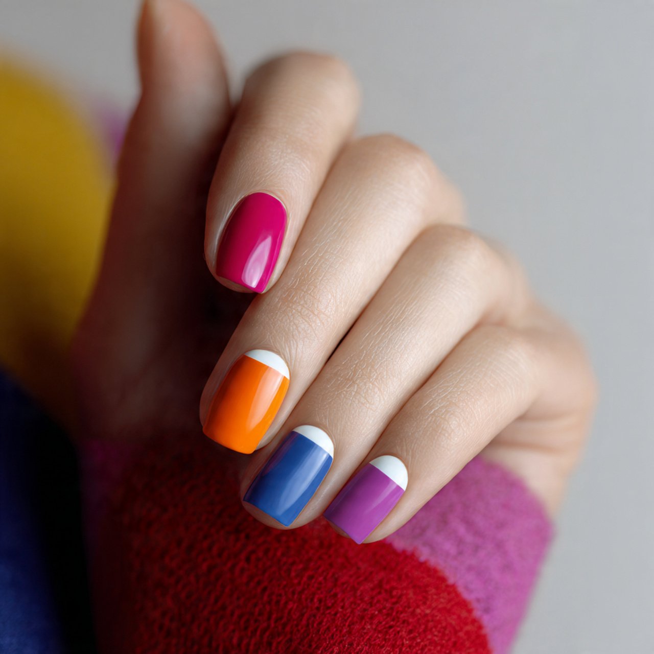 color block corner nails