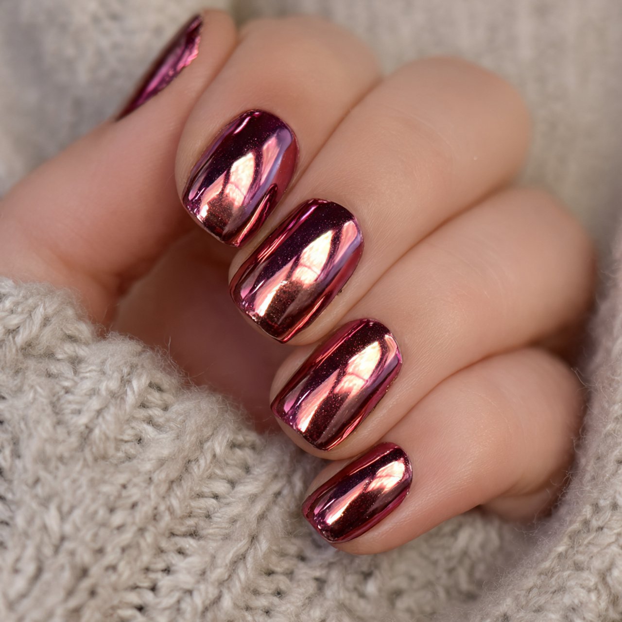 cranberry chrome xmas nails