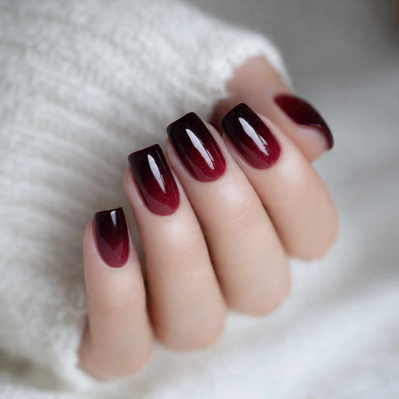 deep burgundy ombre nails