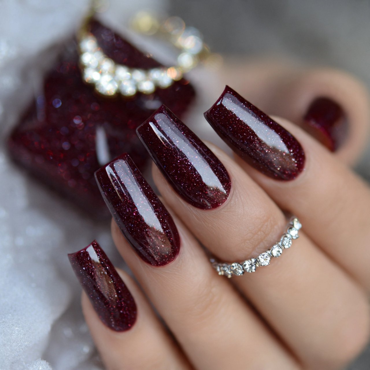 deep burgundy xmas nails