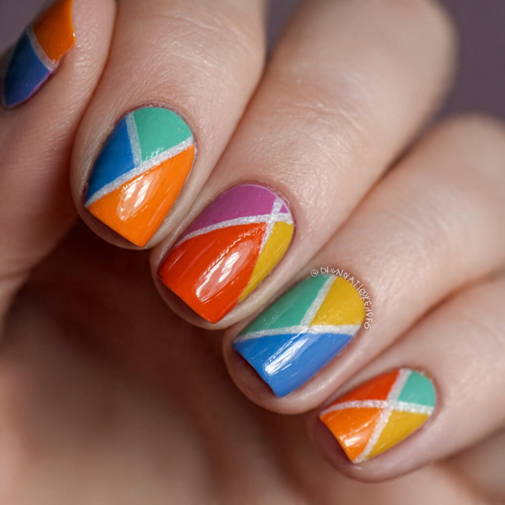 diagonal color block nails 1
