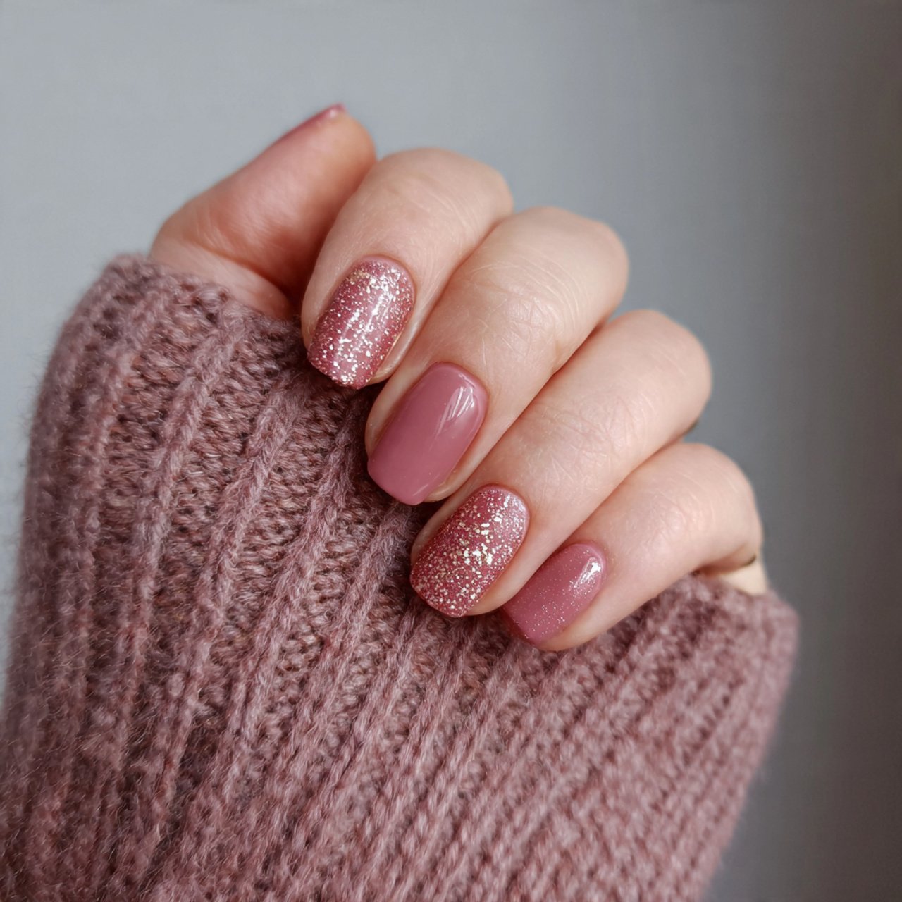 dusty rose casual nails