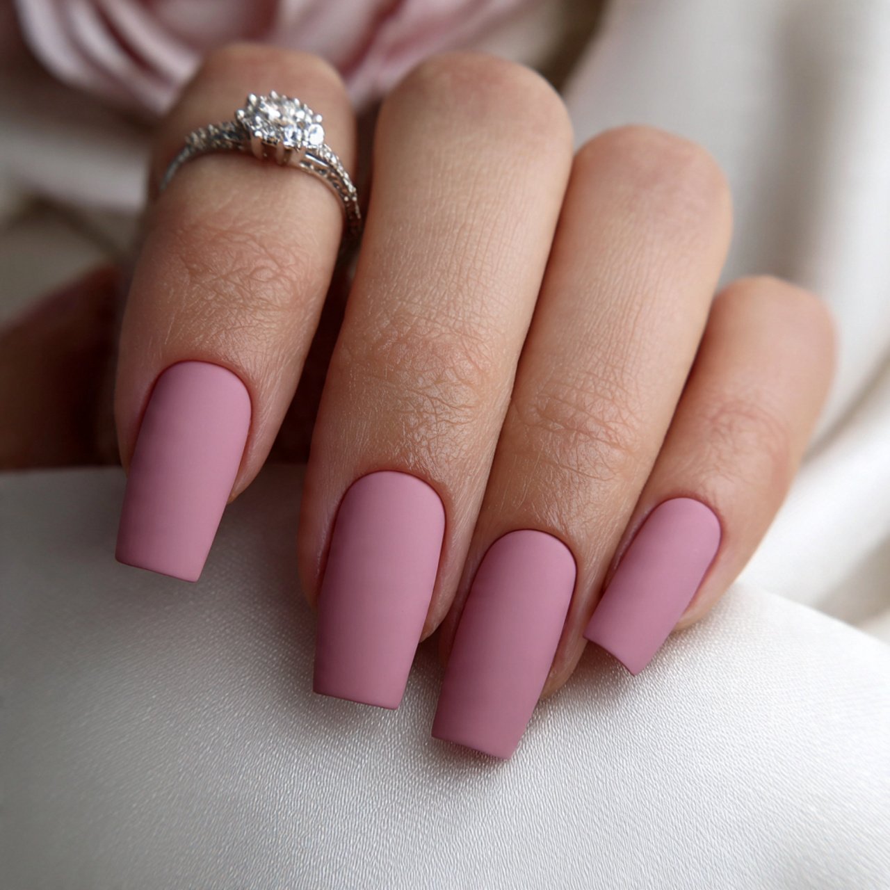 dusty rose matte nails 1