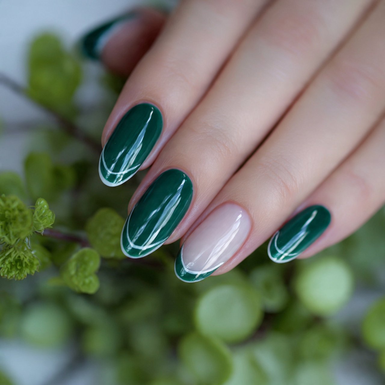 emerald and side french nails