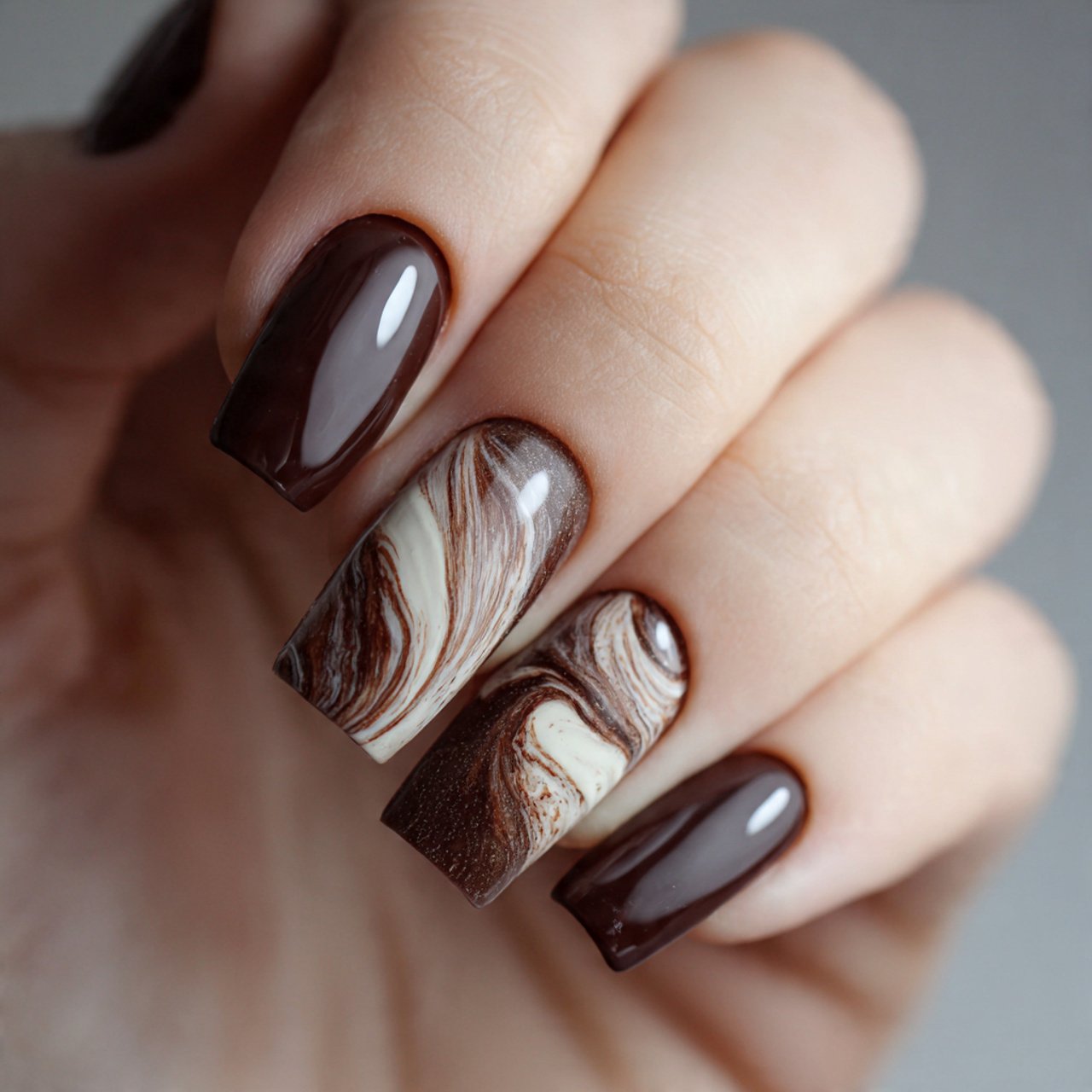 espresso brown cream nails