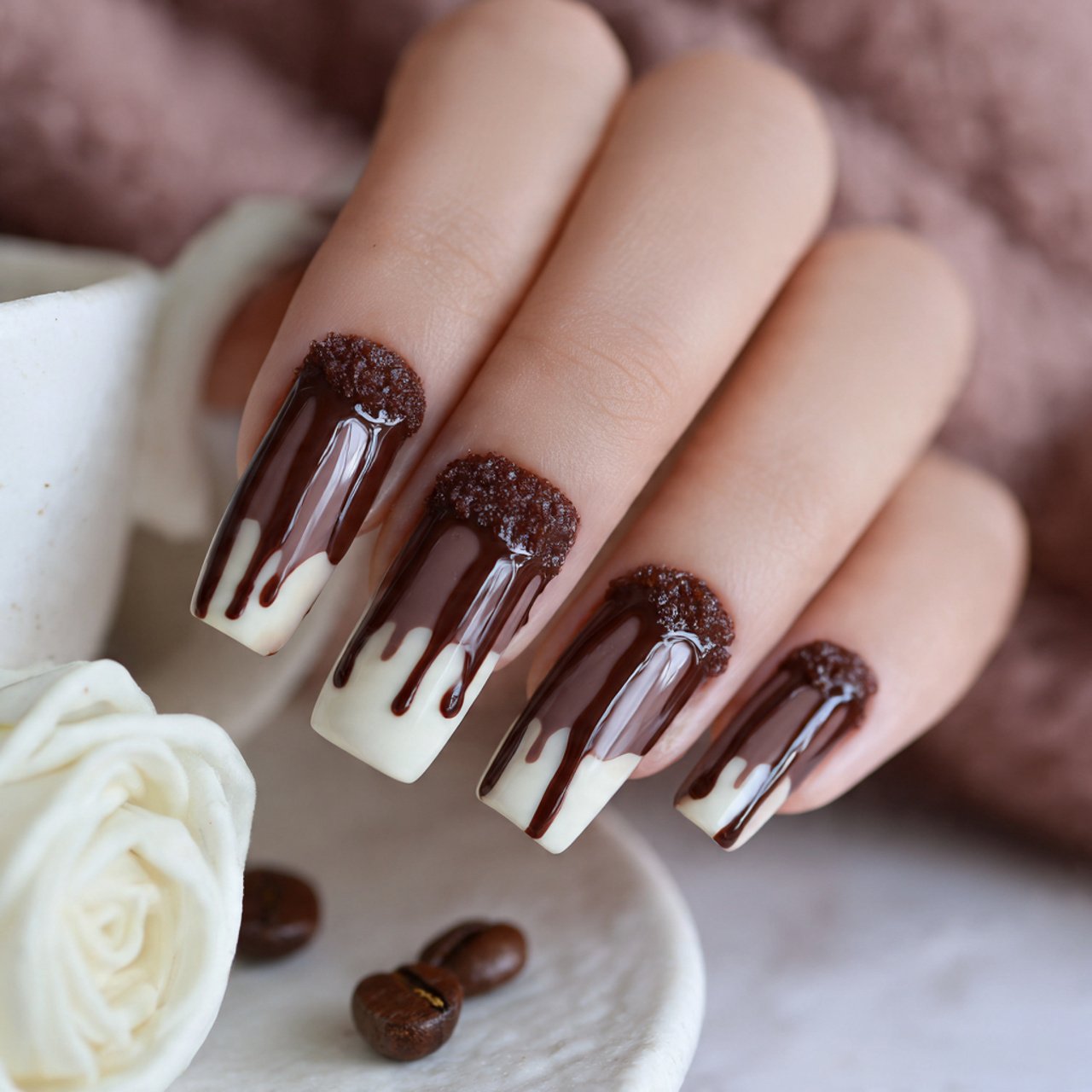 espresso drip french nails