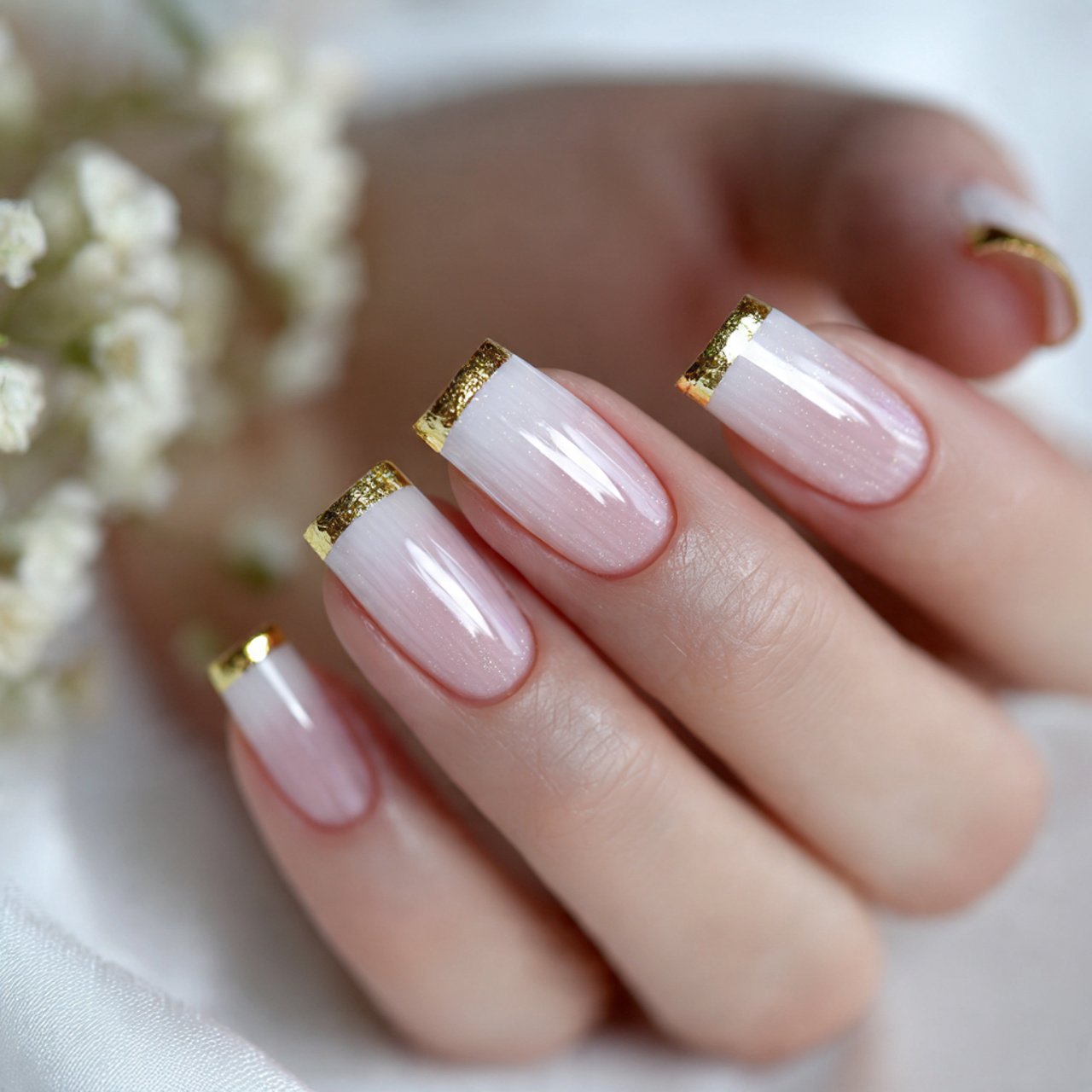 fine gold line fake nails
