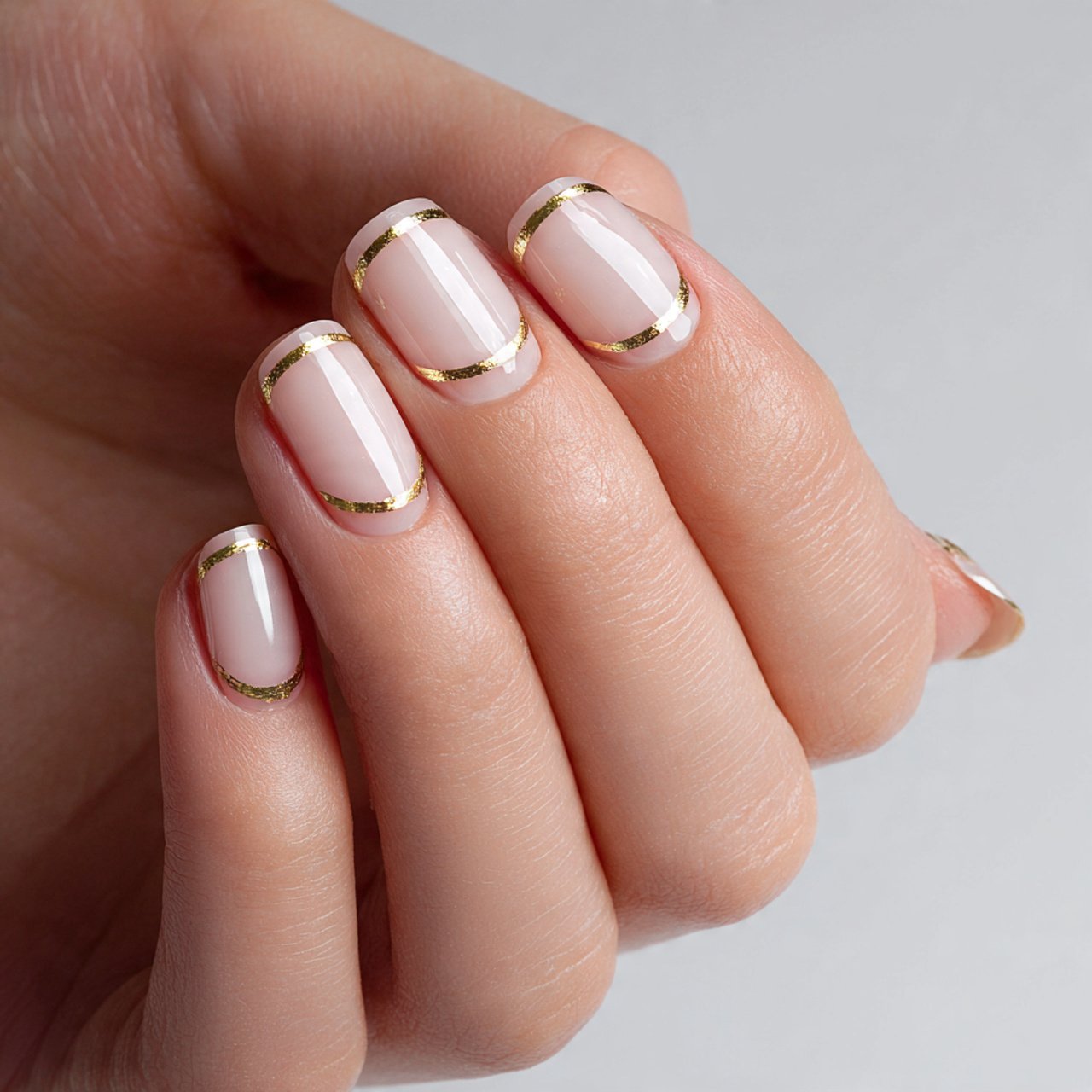 fine gold line formal nails