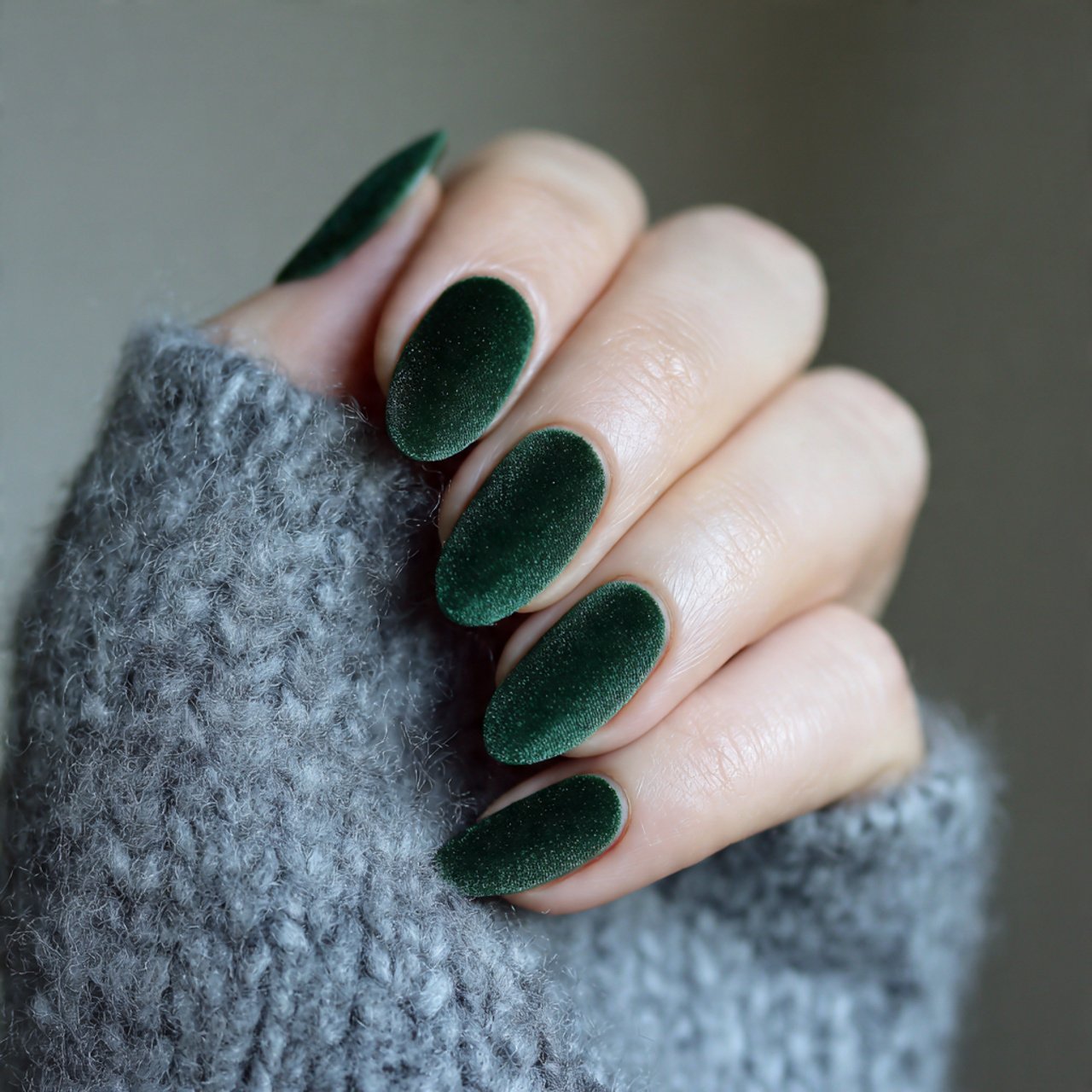 forest green velvet nails