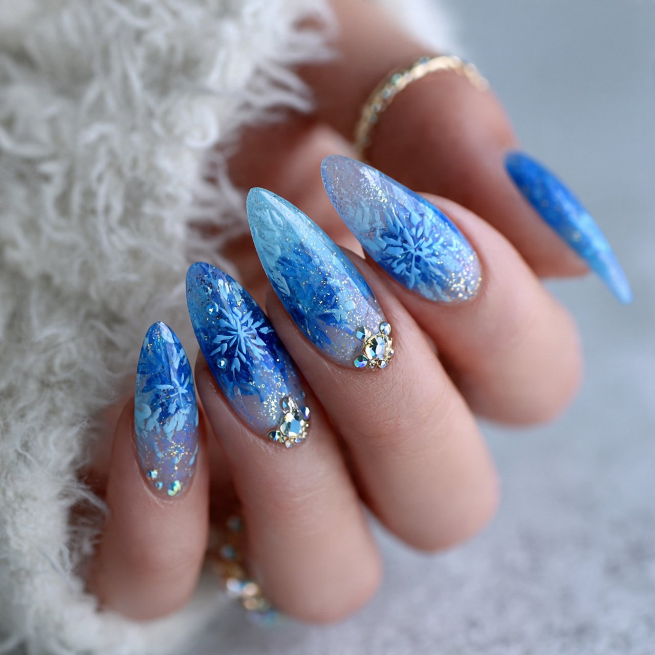 frosted blue jelly nails