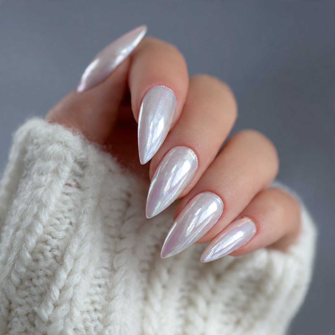 glazed pearl acrylics nails