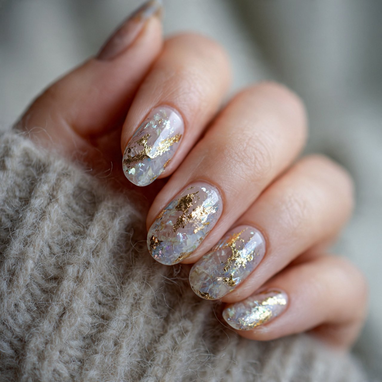 gold foil accent nails
