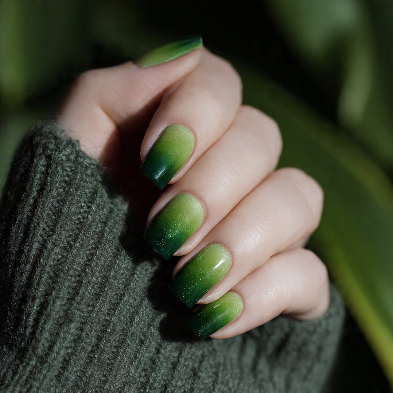 green ombr fade nails