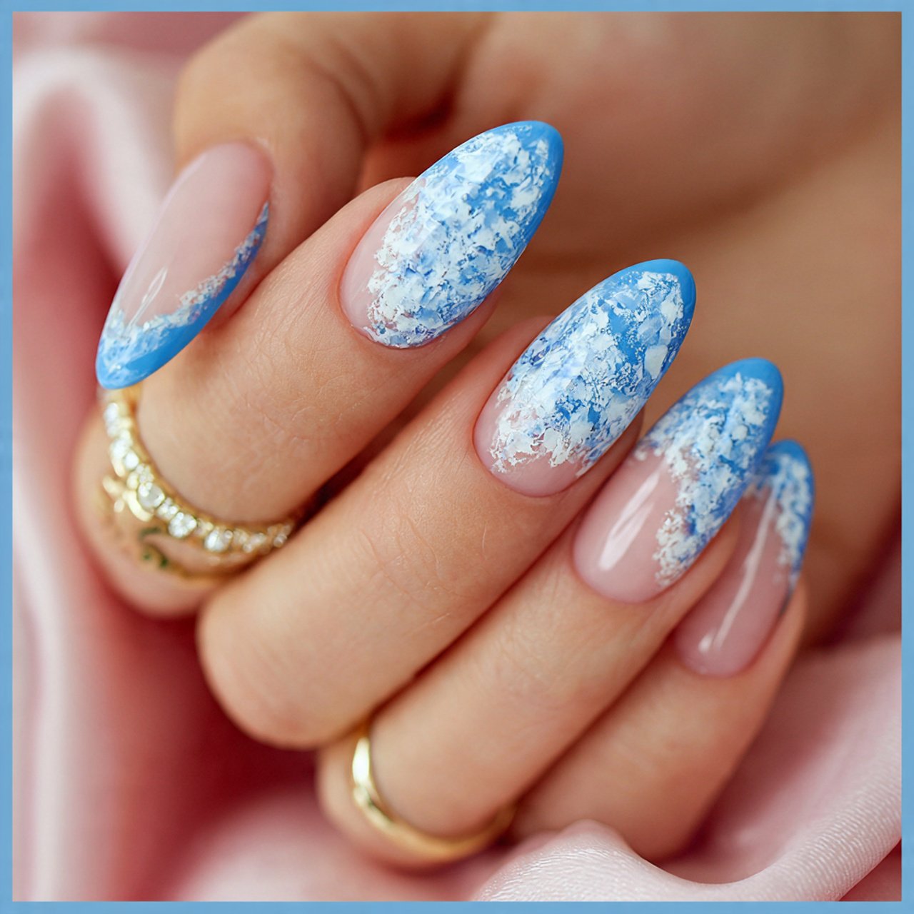 icy blue french nails