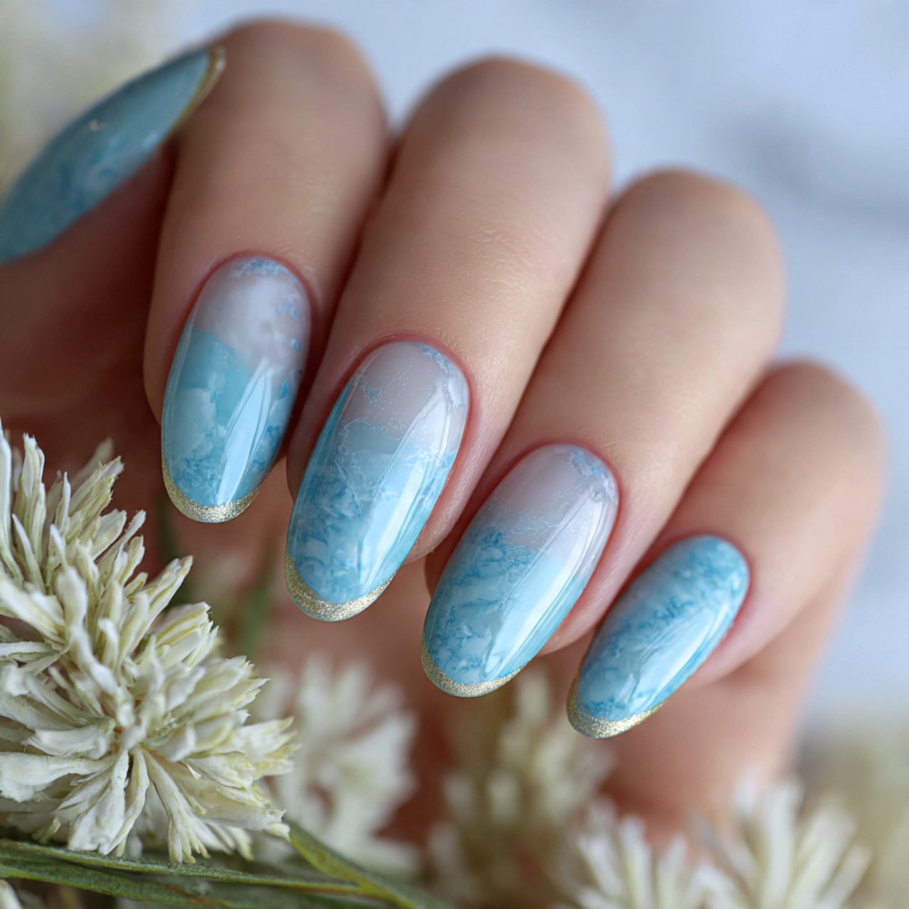Blue French Tip Nails: 15 Salon-Worthy Ideas That Look Modern, Clean, and Wearable 3 icy blue glazed french nails