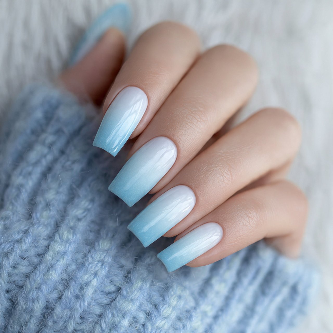 Blue and White Nails: 15 Elegant, Wearable Designs That Still Feel Fresh 12 icy blue ombr into soft white nails