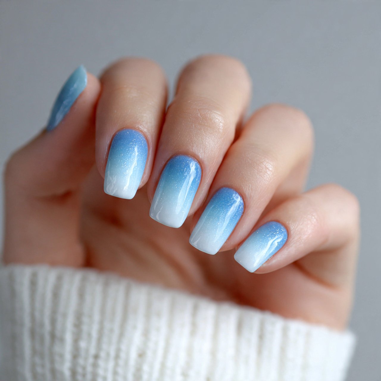 icy blue to white ombr nails