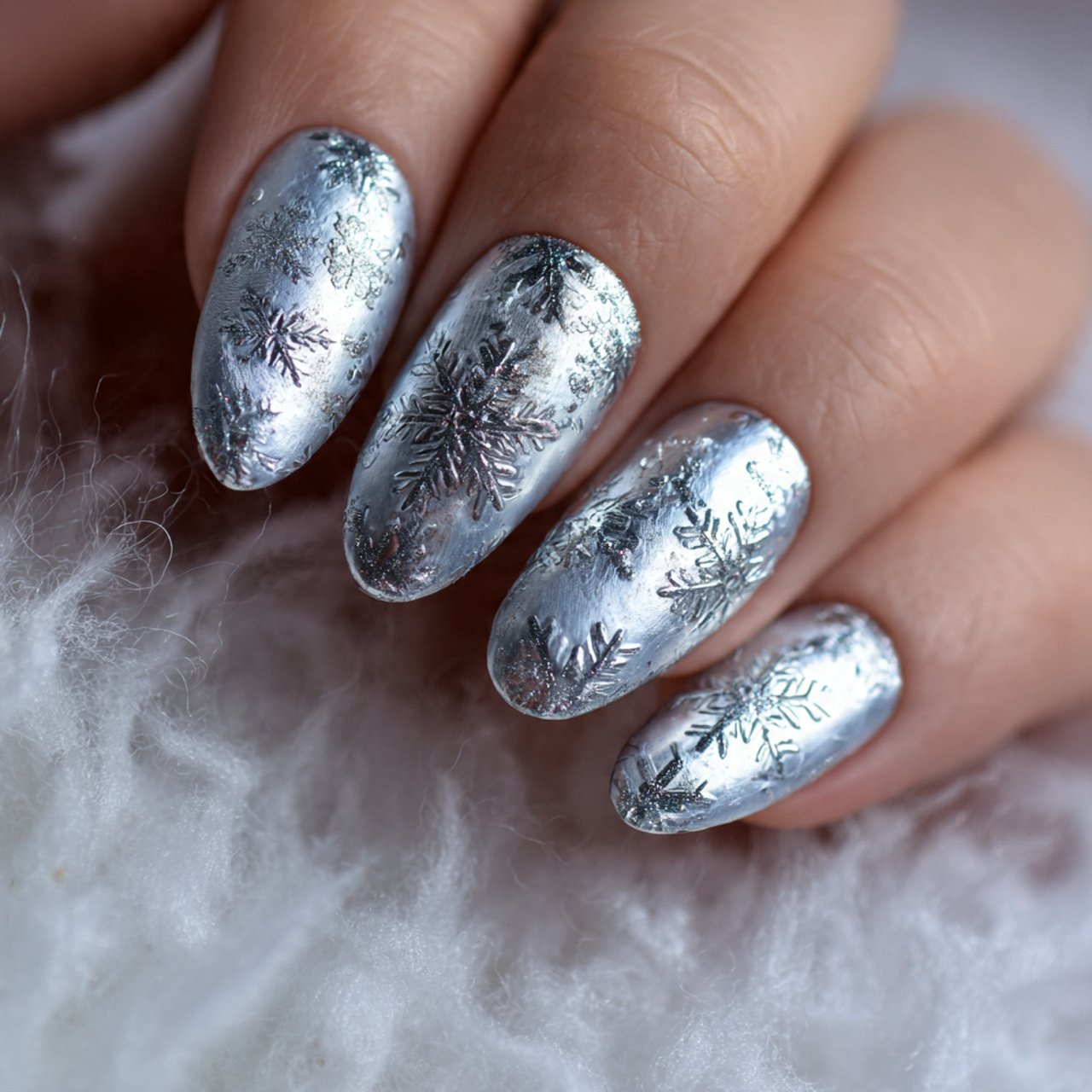 icy silver glazed xmas nails 1