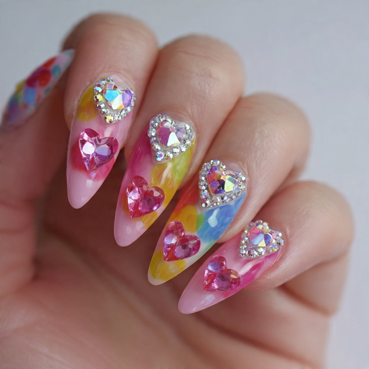jelly heart accent nails