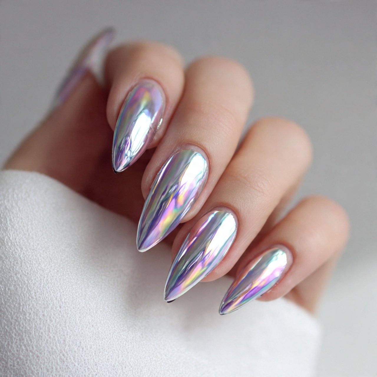 korean chrome tip nails