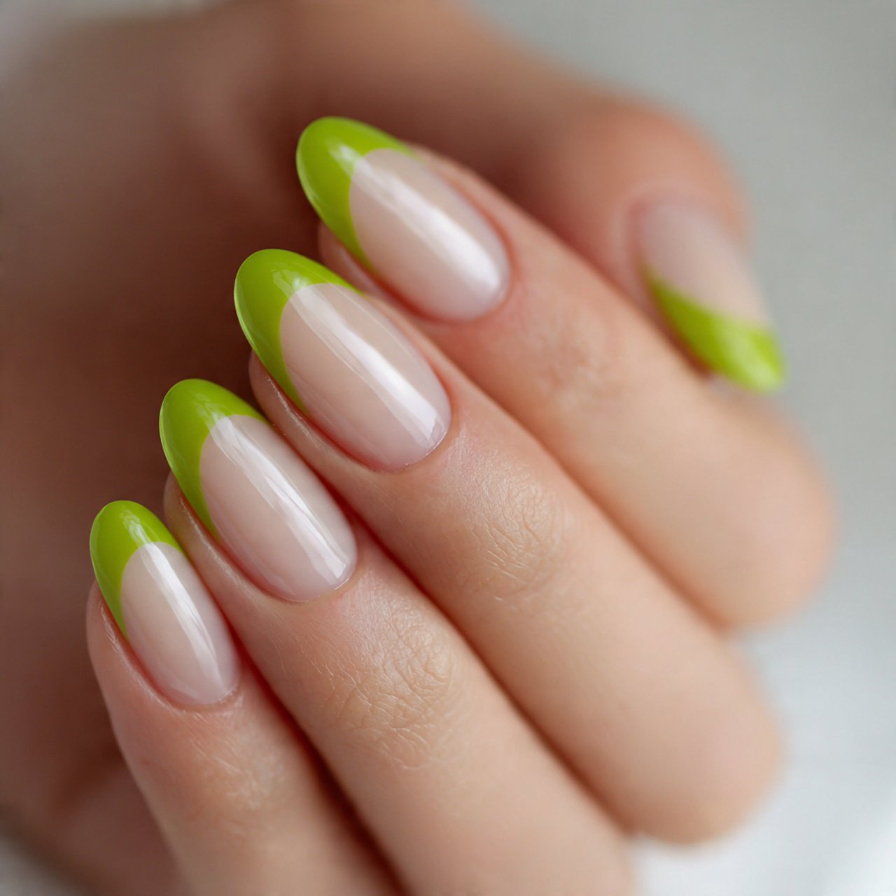 lime green accent tip nails