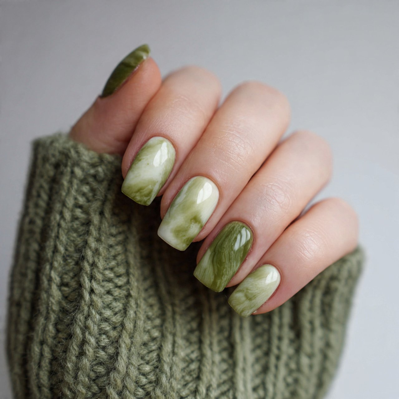 matcha cream nails