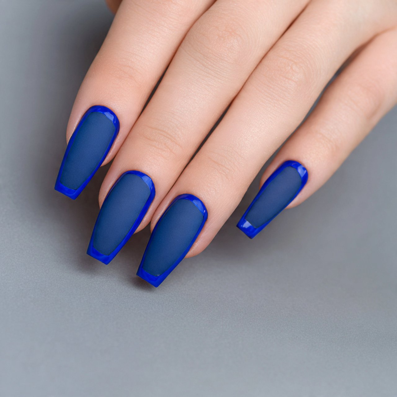 Blue French Tip Nails: 15 Salon-Worthy Ideas That Look Modern, Clean, and Wearable 11 matte blue french on coffin nails