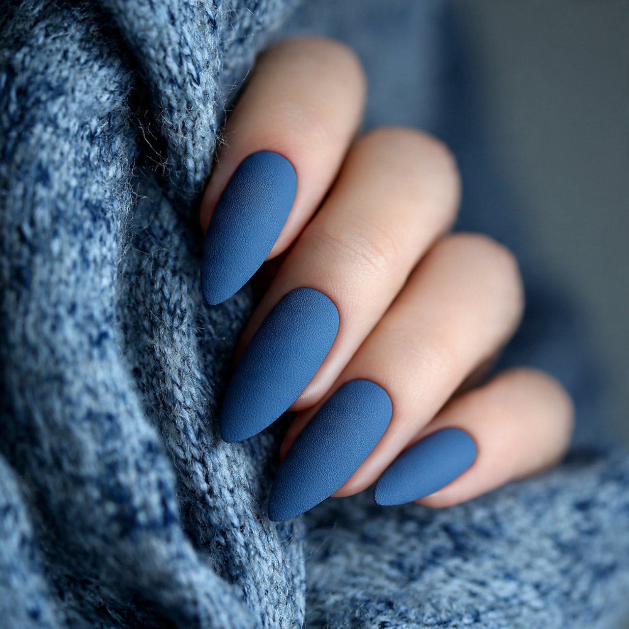 matte denim blue nails 2