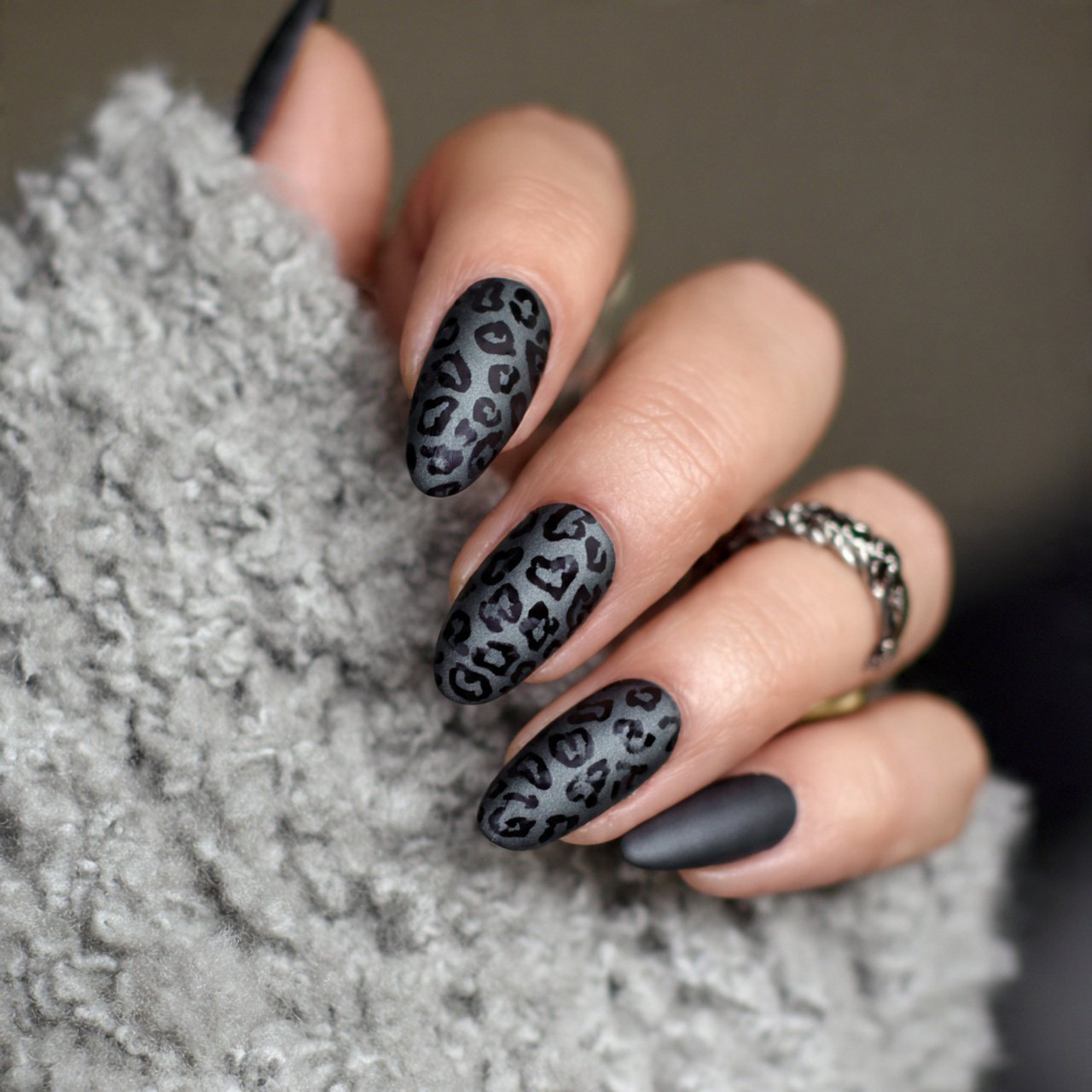 matte leopard nails