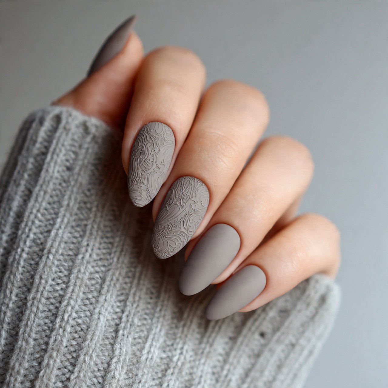 matte mushroom greige nails