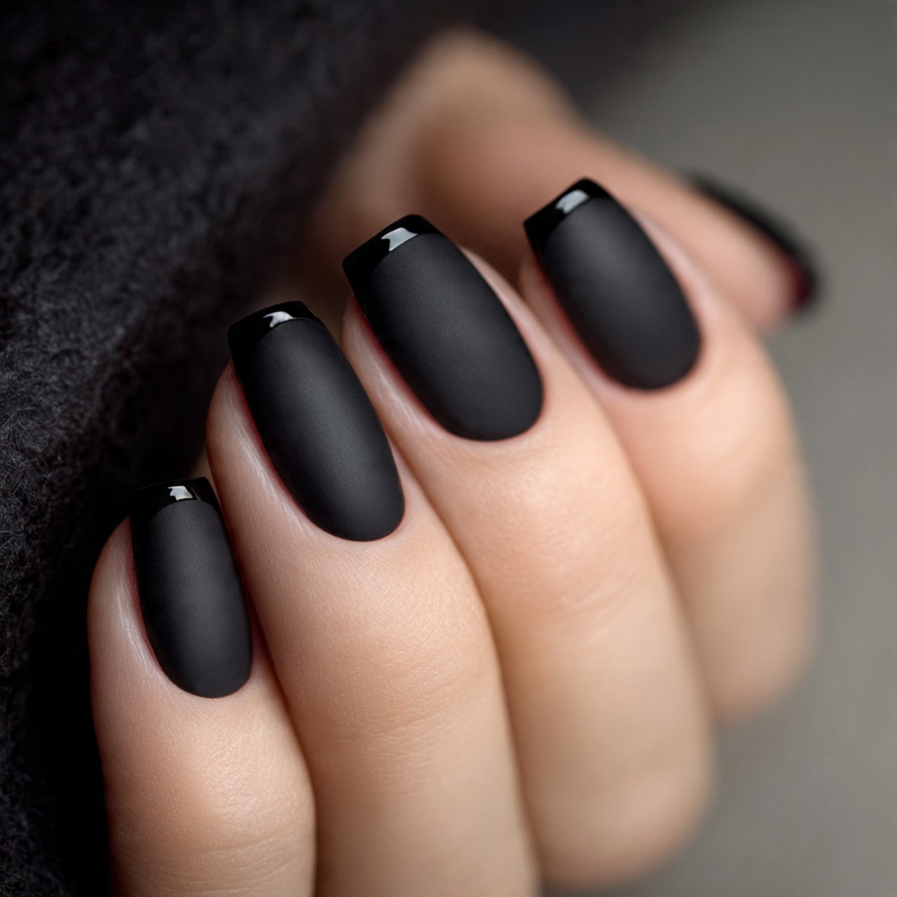 matte nails with glossy tips nails 1