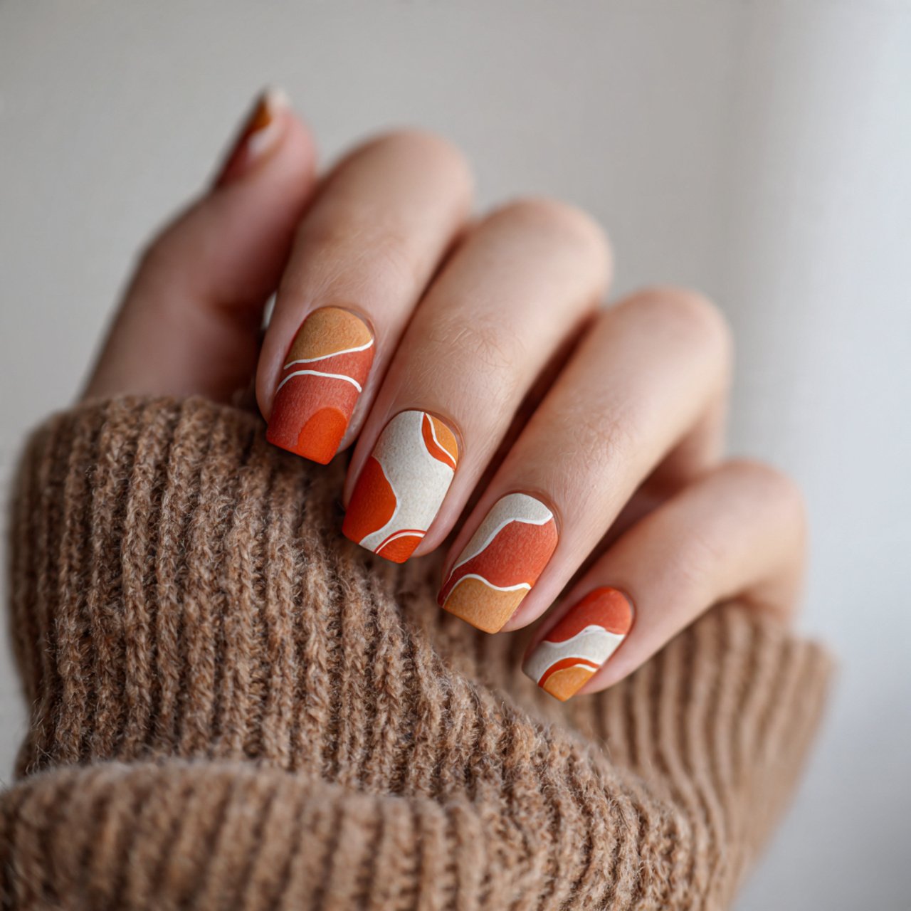 matte terracotta abstract nails