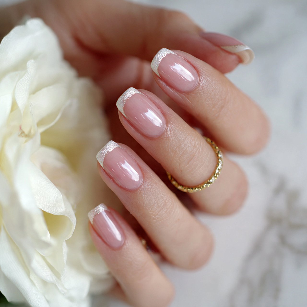 micro french casual nails