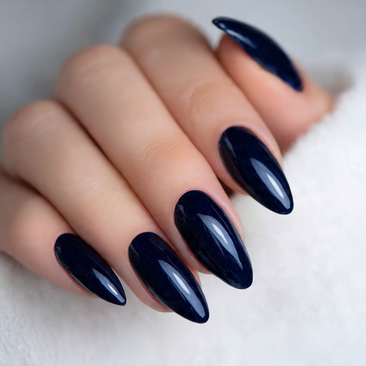midnight navy gloss nails