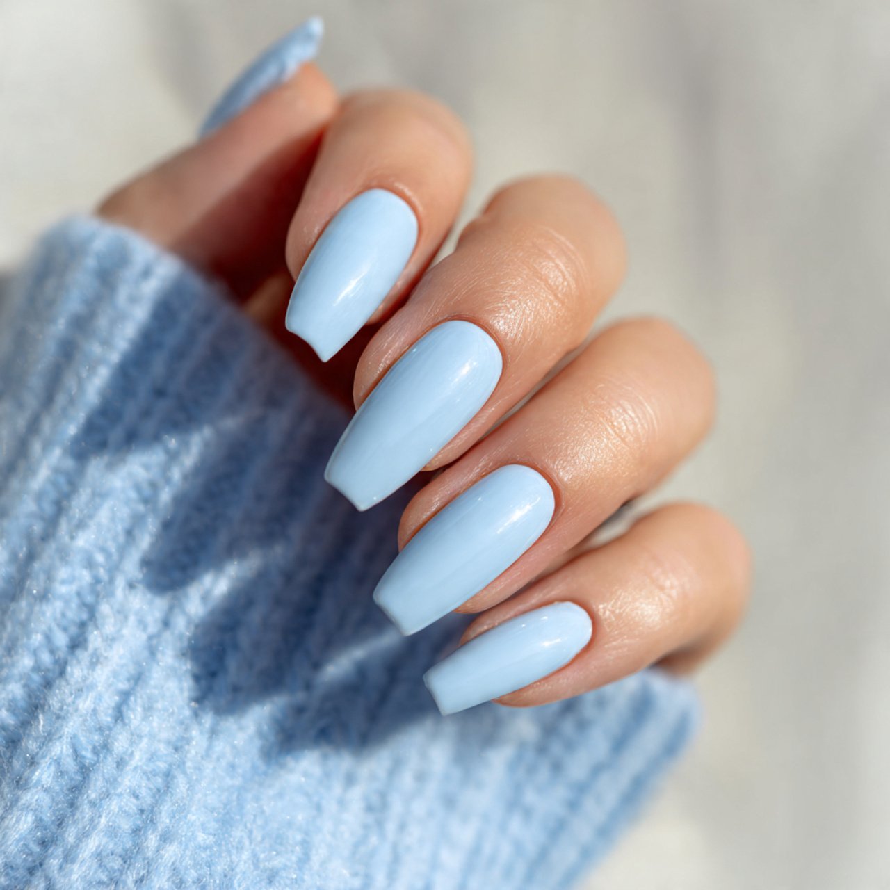 milky baby blue acrylic nails