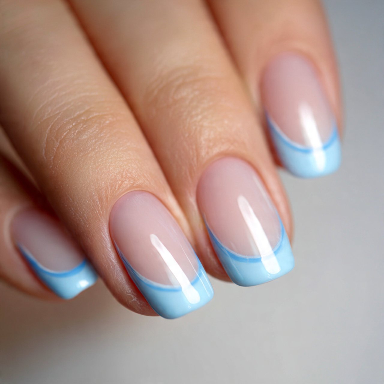 Blue French Tip Nails: 15 Salon-Worthy Ideas That Look Modern, Clean, and Wearable 4 milky base with sky blue french tips nails