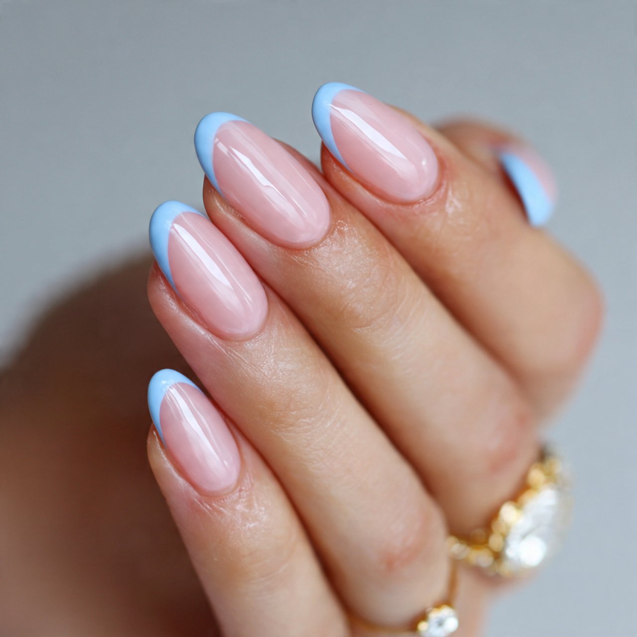 Pink and Blue Nails: 15 Fresh, Wearable Designs That Feel Trendy Without Trying Too Hard 1 milky pink base with baby blue french tips nails 1