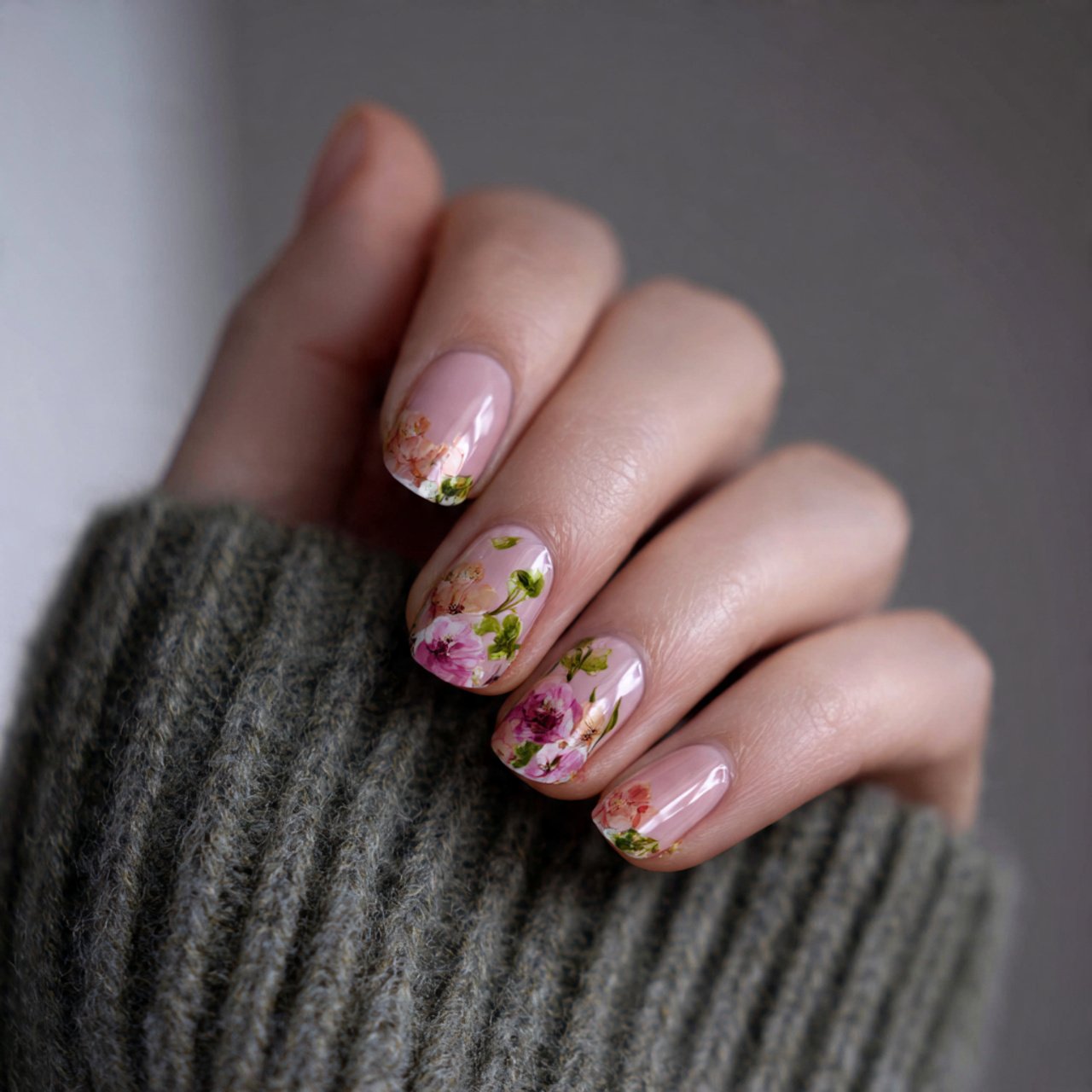 milky white casual nails