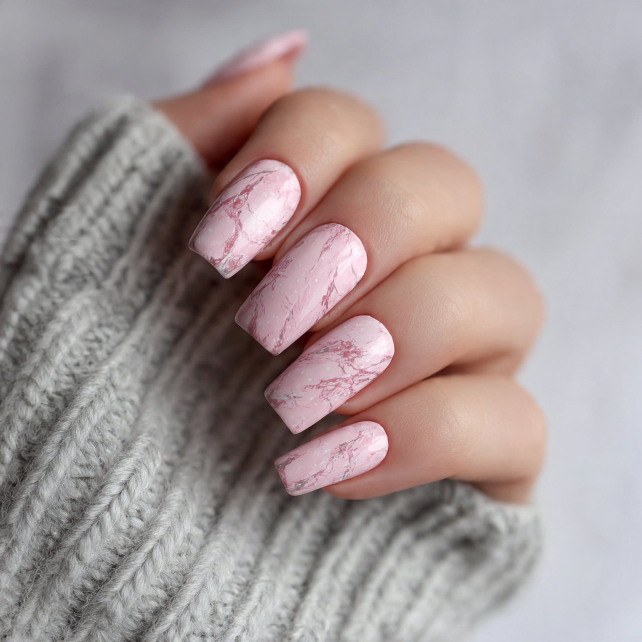 milky white fake nails