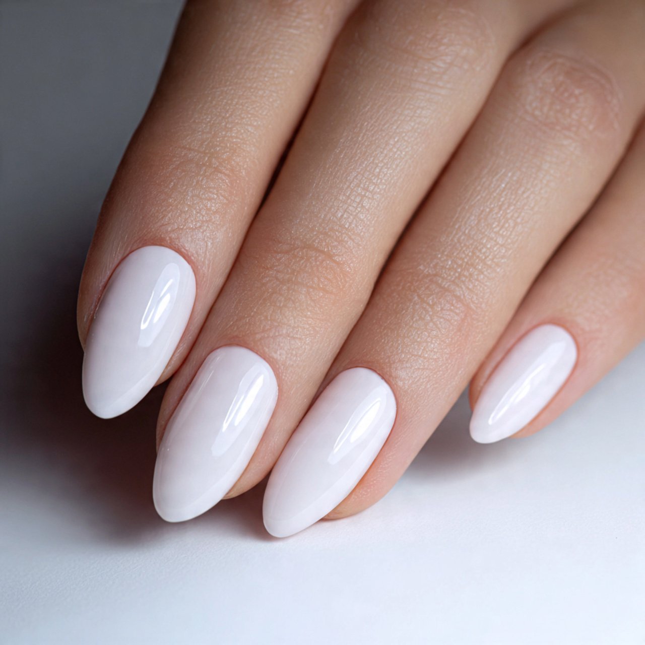 milky white soft cream nails