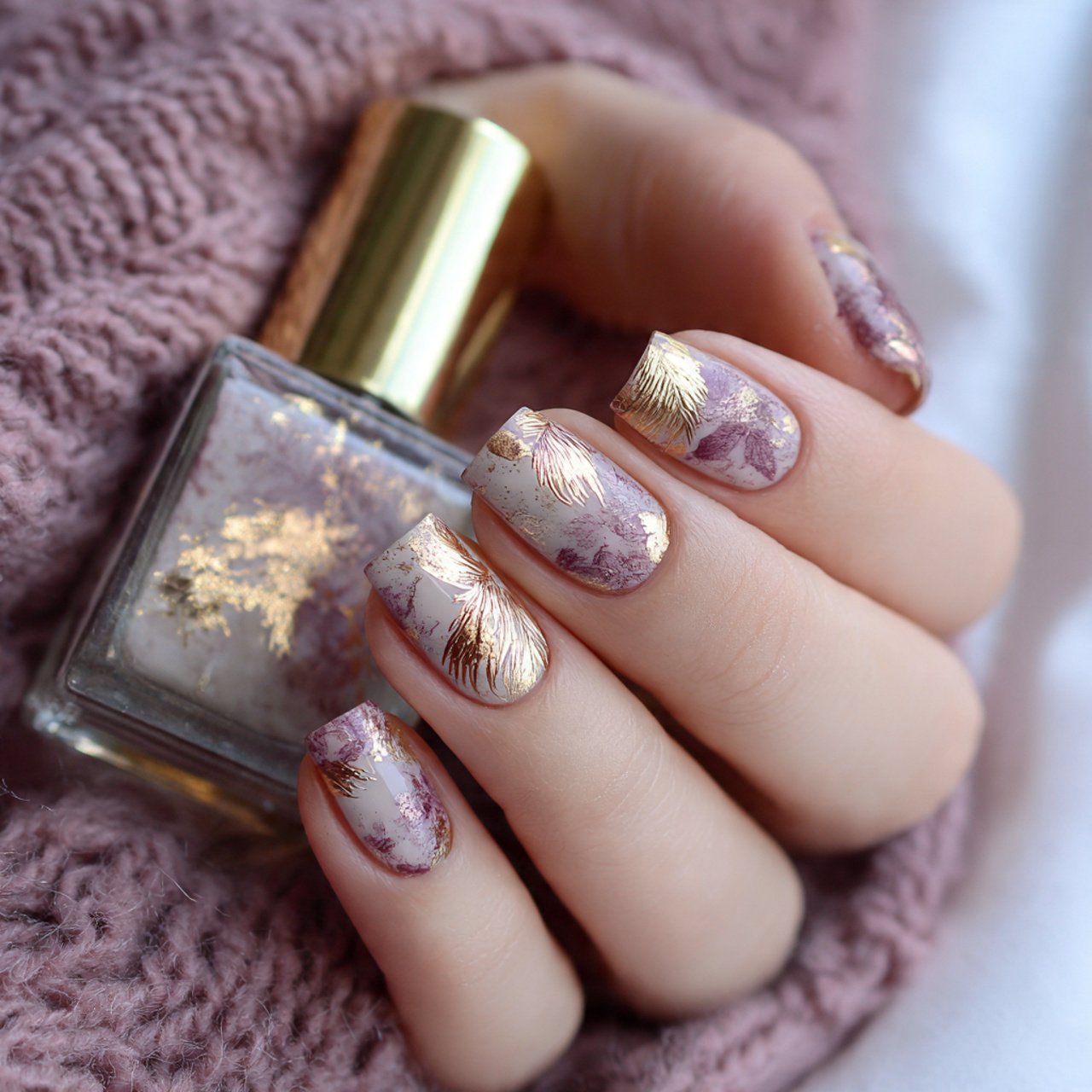 minimal gold foil nails