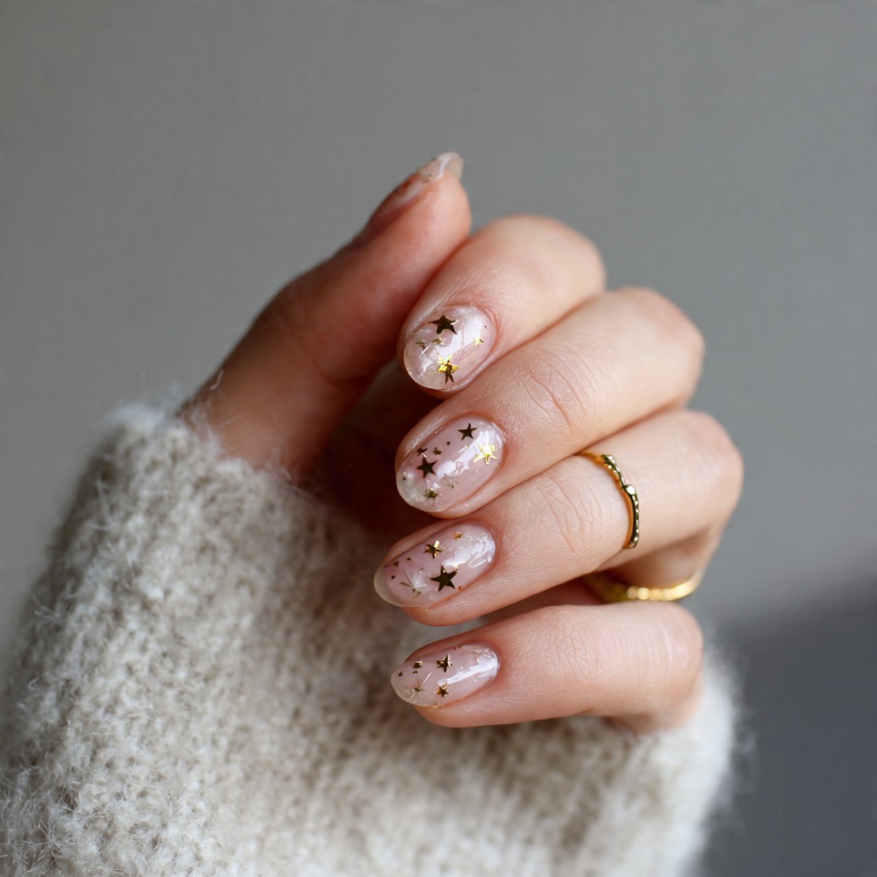minimal star korean nail art nails