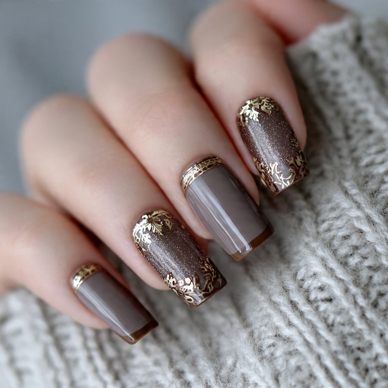 mocha french fake nails