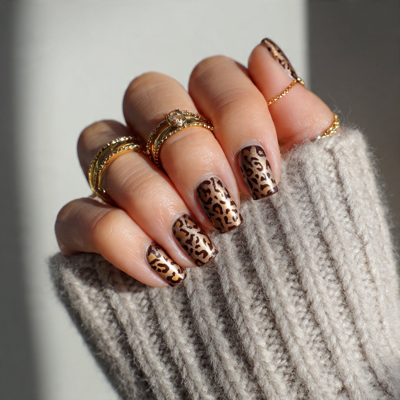 mocha leopard nails