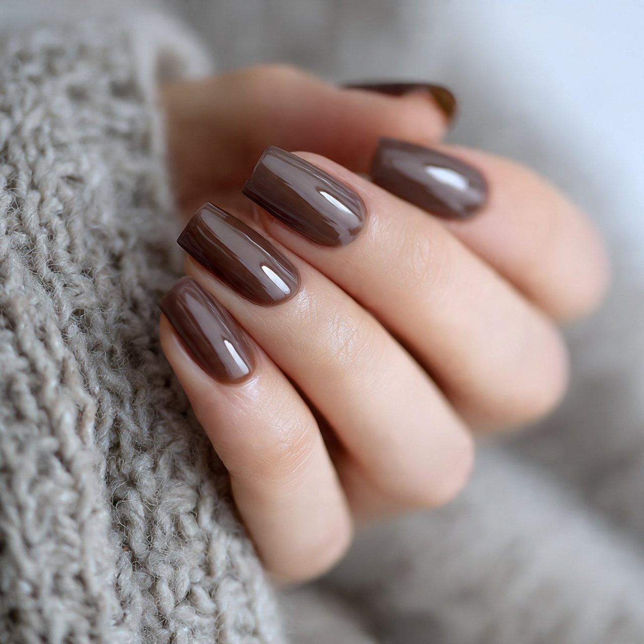 mocha micro tip casual nails