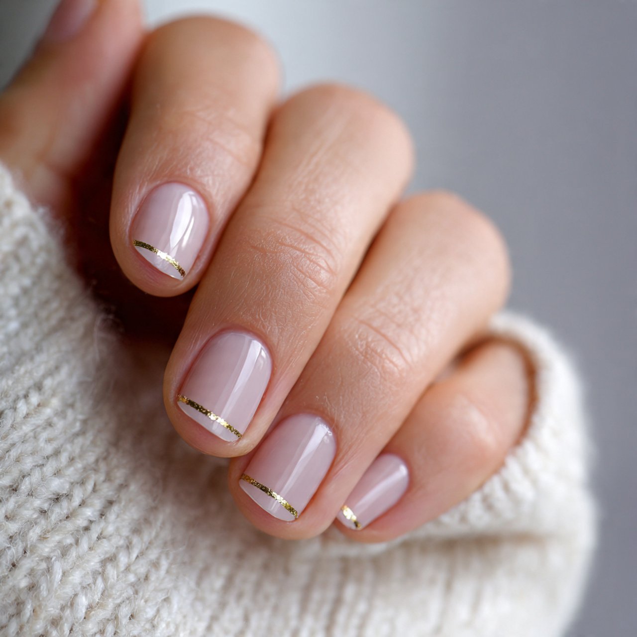 nails with a single fine gold stripe nails